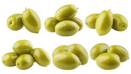 Olives isolated on white background, clipping path, full depth of field