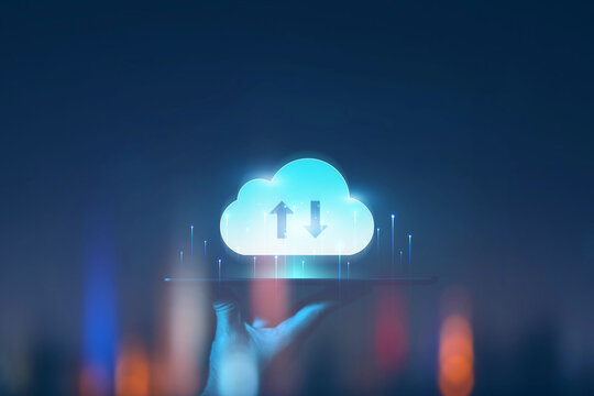 Internet cloud computing technology and online data storage for transferring backup file with FTP (File Transfer Protocol) for information technology.