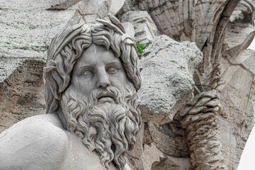 Obraz premium Detail of Bernini's Four Rivers Fountain in Piazza Navona. Rome, Italy
