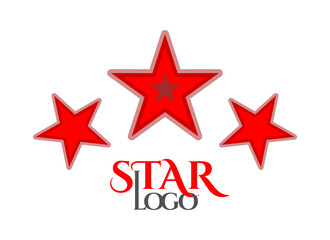 Star logo design. Color logo with three stars and text. Vector icon