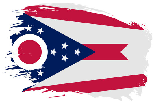Ohio US State brush stroke flag vector background. Hand drawn grunge style isolated banner