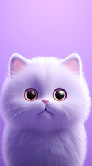 Fototapeta premium happy cat head, cartoon, minimalism, HD, 8K, light purple gradient background created with Generative Ai