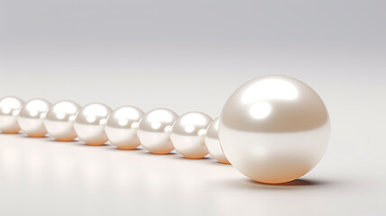 3d rendering of a group of white spheres in a row