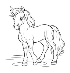 Horse illustration coloring page - coloring book for kids