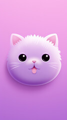 Fototapeta premium happy cat head, cartoon, minimalism, HD, 8K, light purple gradient background created with Generative Ai