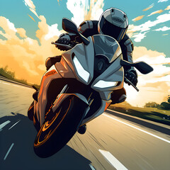 Motorcycle Racer Takes the Sharp Turn illustration