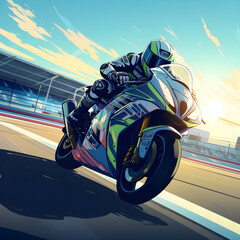 Motorcycle Racer Takes the Sharp Turn illustration