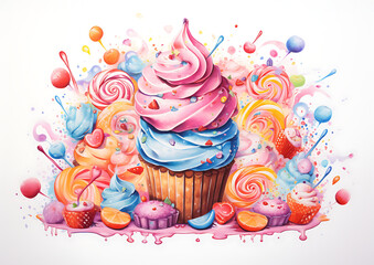 Sweet Treats Background. Confectionary delights on light background.