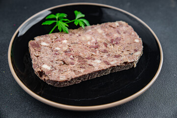 pate terrine champagne traditional meat fresh tasty eating cooking appetizer meal food snack on the table copy space food background rustic top view