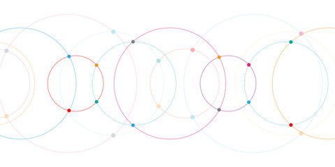Abstract geometric background with plexus circles. Illustration of minimalistic design