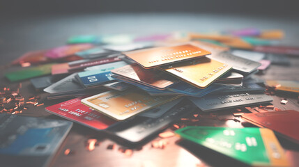 Used bank cards. Caring for the environment.