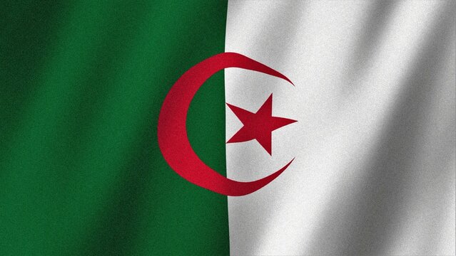 Algeria flag waving in the wind. Flag of Algeria images