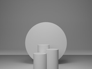 abstract 3 d rendering of sphere with white empty space on gray background. design for poster, banner, card, poster