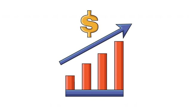 The animation forms a rising dollar graphic icon