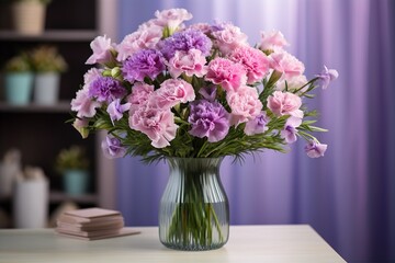 a vibrant bouquet of carnations in a vase
