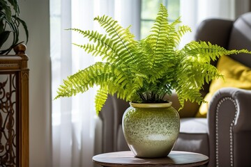 pot of fern decorate in the living room