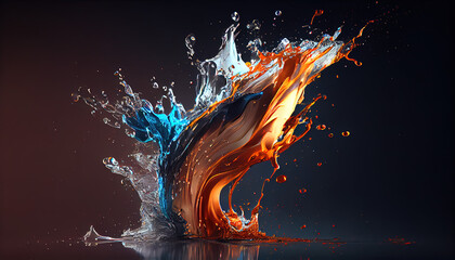 Beautiful water splash backdrop. AI render