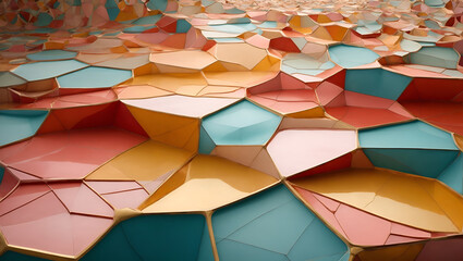 A visually striking Voronoi diagram, a geometric pattern composed of cell-like structures.	
