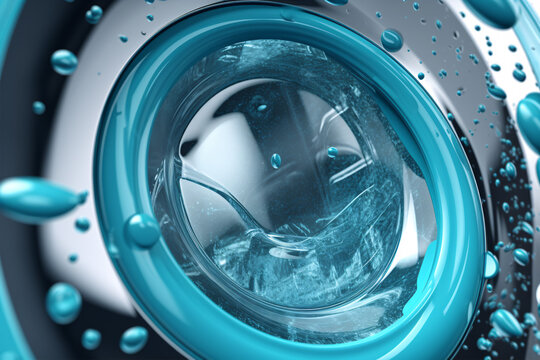 A 3D-rendered advertisement emphasizes the use of macro-fiber fabric, antimicrobials, bleaches, and detergents to deep-clean shirts and remove stains from a water bubble.