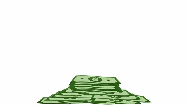 Growing pile of banknotes