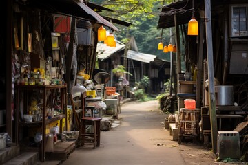 Obraz premium Quaint Alleyway in Traditional Market 