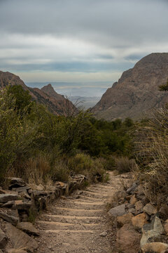 Stairs Along Trail Head Toward The Basin In The Chisos Mountains