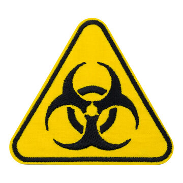 Biological hazard embroidered patch. Caution, Alert, Warning. Punk Rock, Heavy Metal, Death. Accessory for rockers, metalheads, punks, goths.