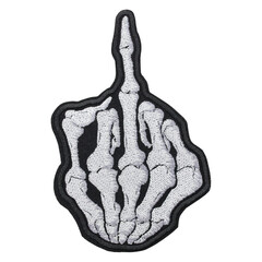 Embroidered patch skeleton middle finger. Punk Rock, Ska, Oi, Thrash Metal Death. Accessory for...