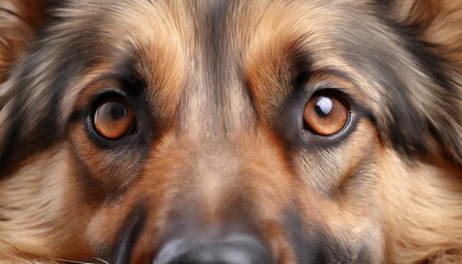 Macro shot of innocent eyes of  German Shepherd dog - obrazy, fototapety, plakaty