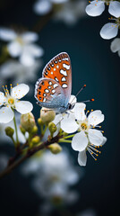 Obraz premium Beautiful Mormon Metalmark butterfly on the flower close up