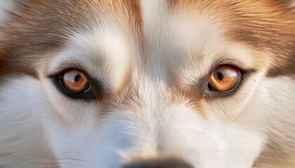 Macro shot of innocent eyes of  Siberian Husky