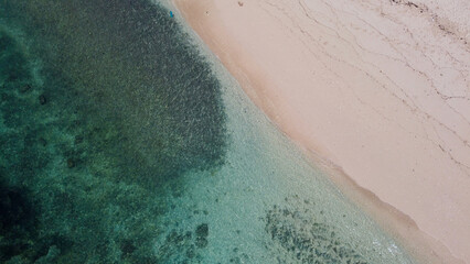 Fototapeta na wymiar An aerial drone shot of a beach in Bali, Indonesia
