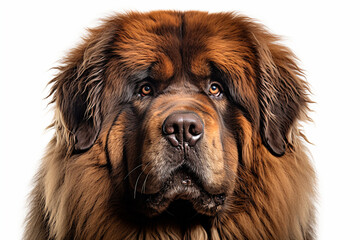 Tibetan Mastiff close-up portrait. Adorable canine studio photography.	