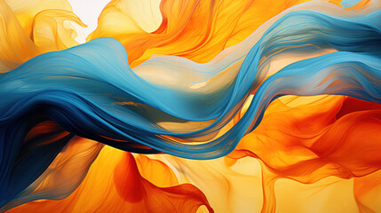 Fluid and Abstract Oil Blend in Blue, Orange, and Black