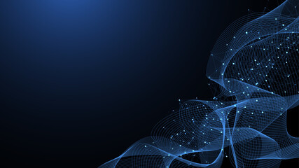 Global network connection concept. Big data visualization. Social network communication in the global computer networks. Internet technology. Business. Science. Illustration