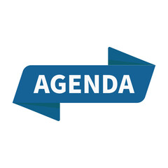 Agenda In Blue Rectangle Ribbon Parallelogram Shape For Plan Business Marketing
