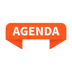 Agenda In Orange Ribbon Rectangle Shape For Plan Business Marketing
