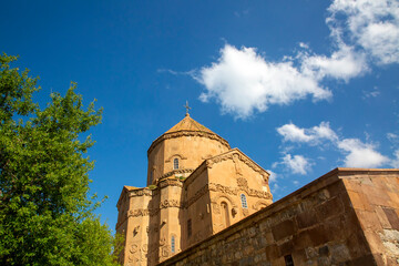 Fototapeta na wymiar Akdamar Island in Van Lake. The Armenian Cathedral Church of the Holy Cross - Akdamar - Ahtamara - Turkey