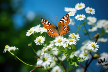 Fototapeta na wymiar Beautiful American Copper butterfly on the flower close up