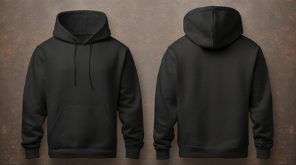 Black Blank Hoodie Mockup Front And Back