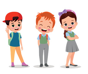 Fototapeta premium vector illustration of students in different postures