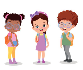 vector illustration of students in different postures