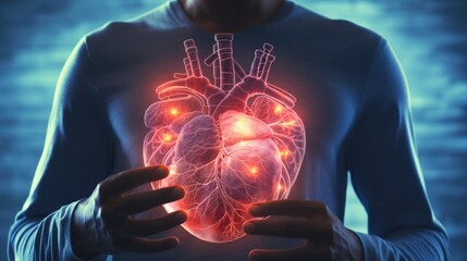 Human heart anatomy.  heart disease concept - obrazy, fototapety, plakaty