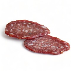 two slices of cured salami sausage-