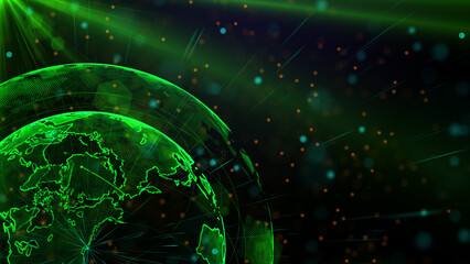 Digital green planet of Earth, 3D animation