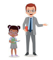 vector illustration of students in different postures