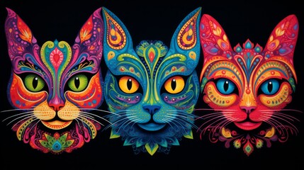 Colored cats  - obrazy, fototapety, plakaty