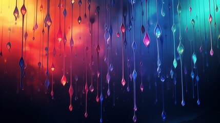 Colorful raindrops falling from the sky