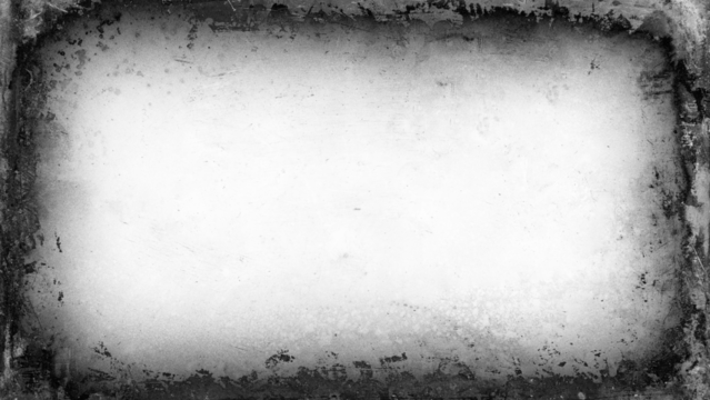 Grimy vignette edge overlay with intense damage marks on transparent background. Old eroded photographic plate surface texture