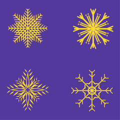 Group of Snowflakes on isolated blue background, Cute snowflakes collection isolated on white background. Flat snow icons templates